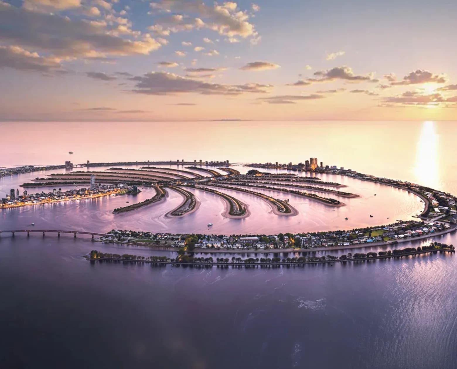 Dubai Marina city skyline at sunset